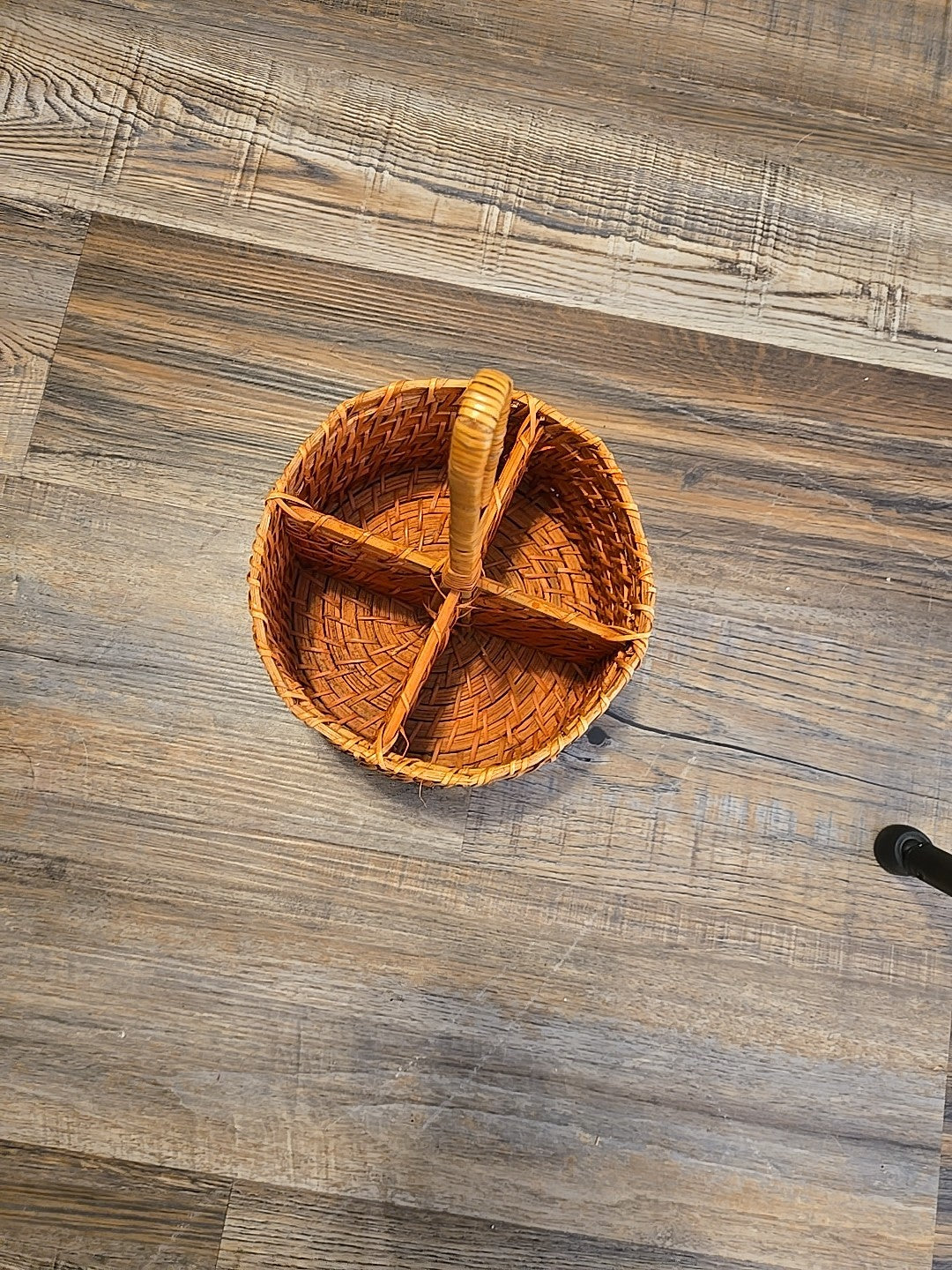 Handwoven Round Orange Rattan Flatware Caddy Natural