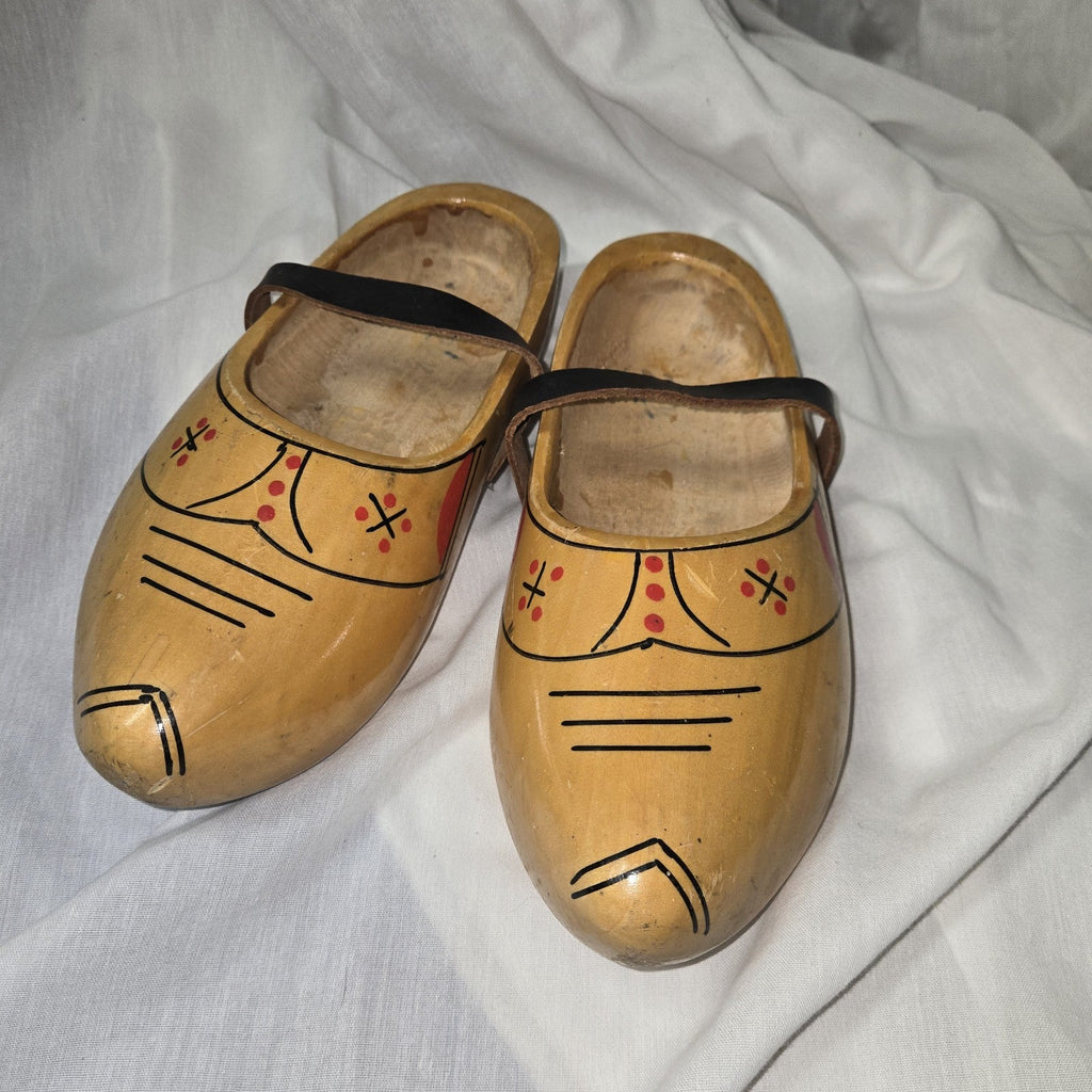 Vintage Hand Carved Dutch  Wooden Shoes Clogs From Holland