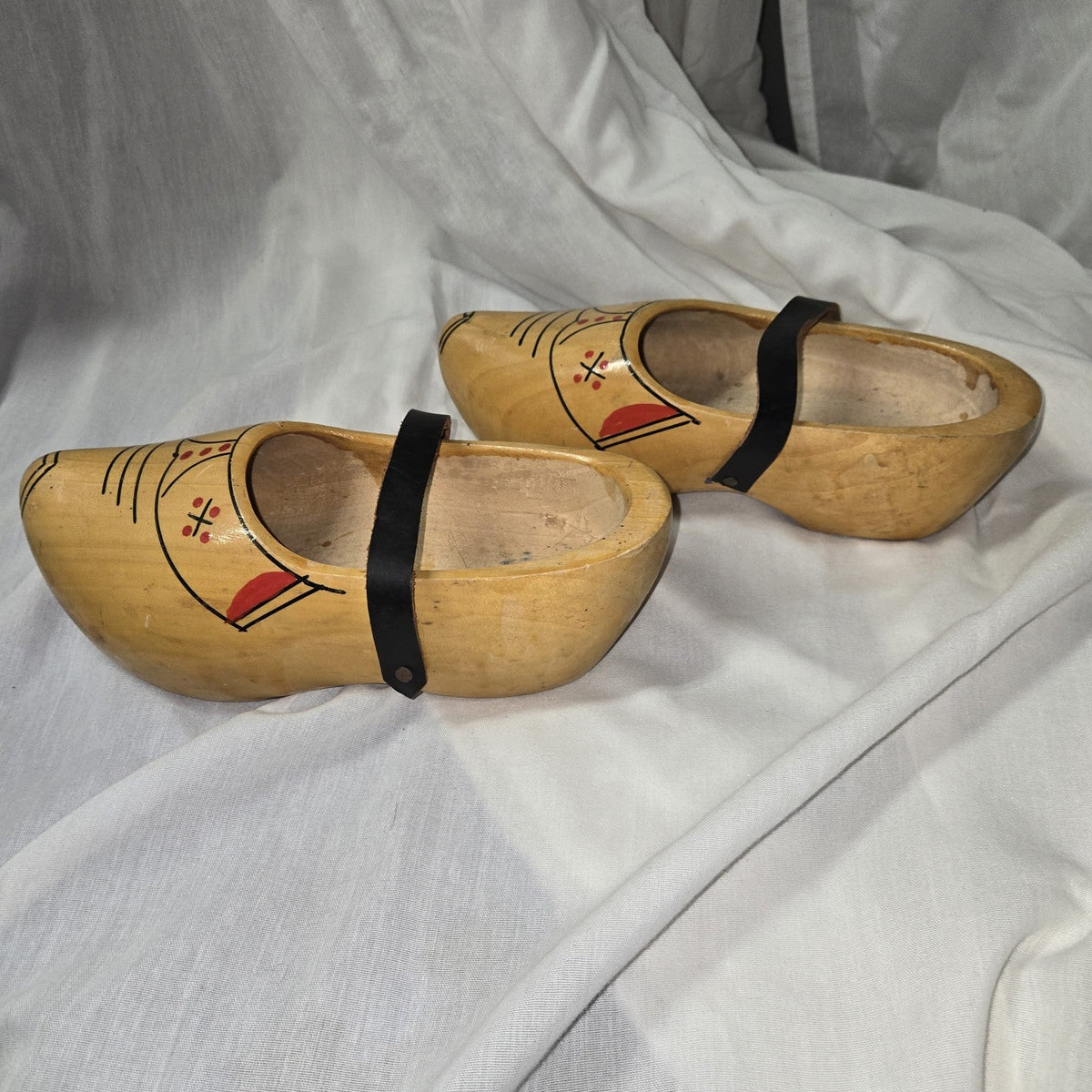Vintage Hand Carved Dutch  Wooden Shoes Clogs From Holland