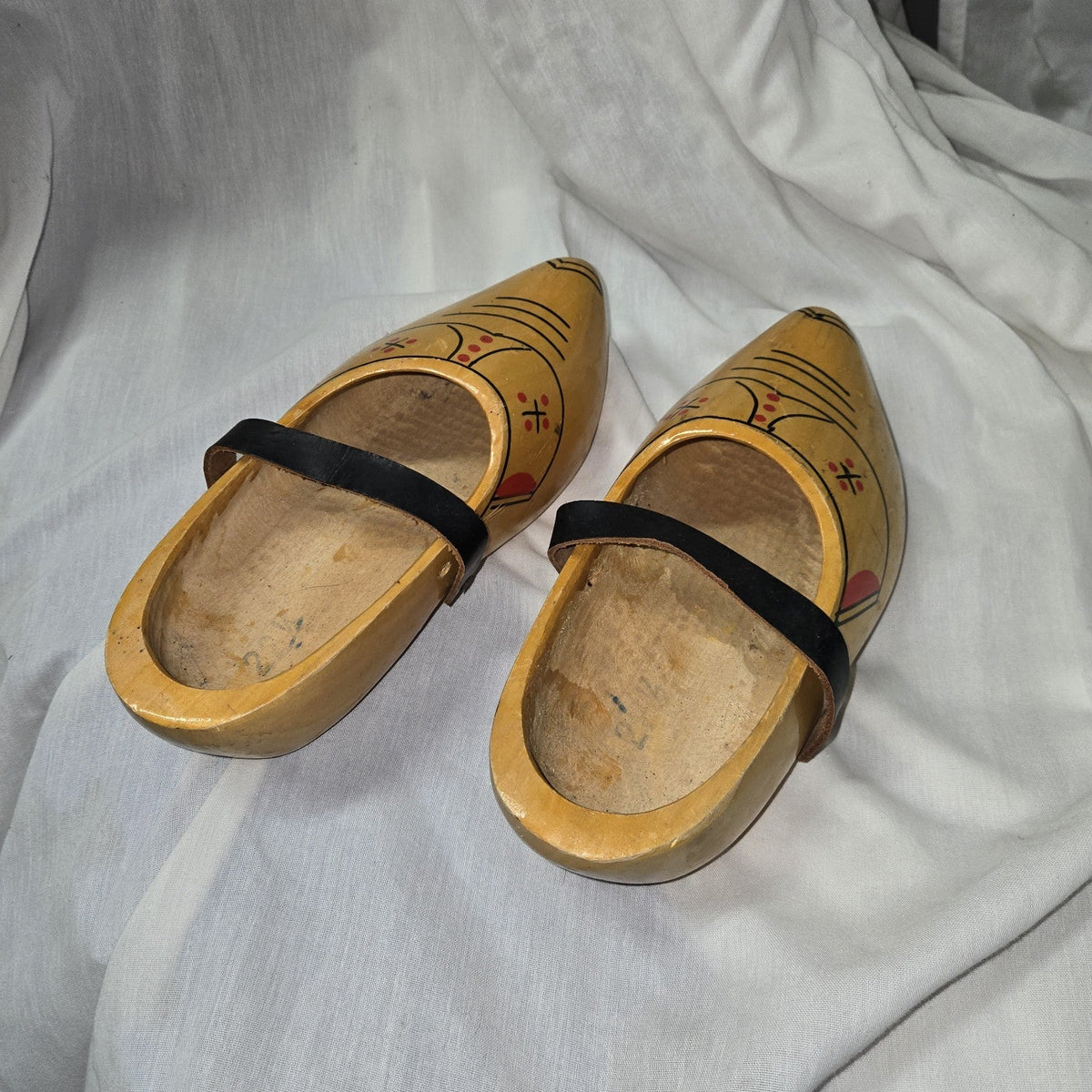 Vintage Hand Carved Dutch  Wooden Shoes Clogs From Holland