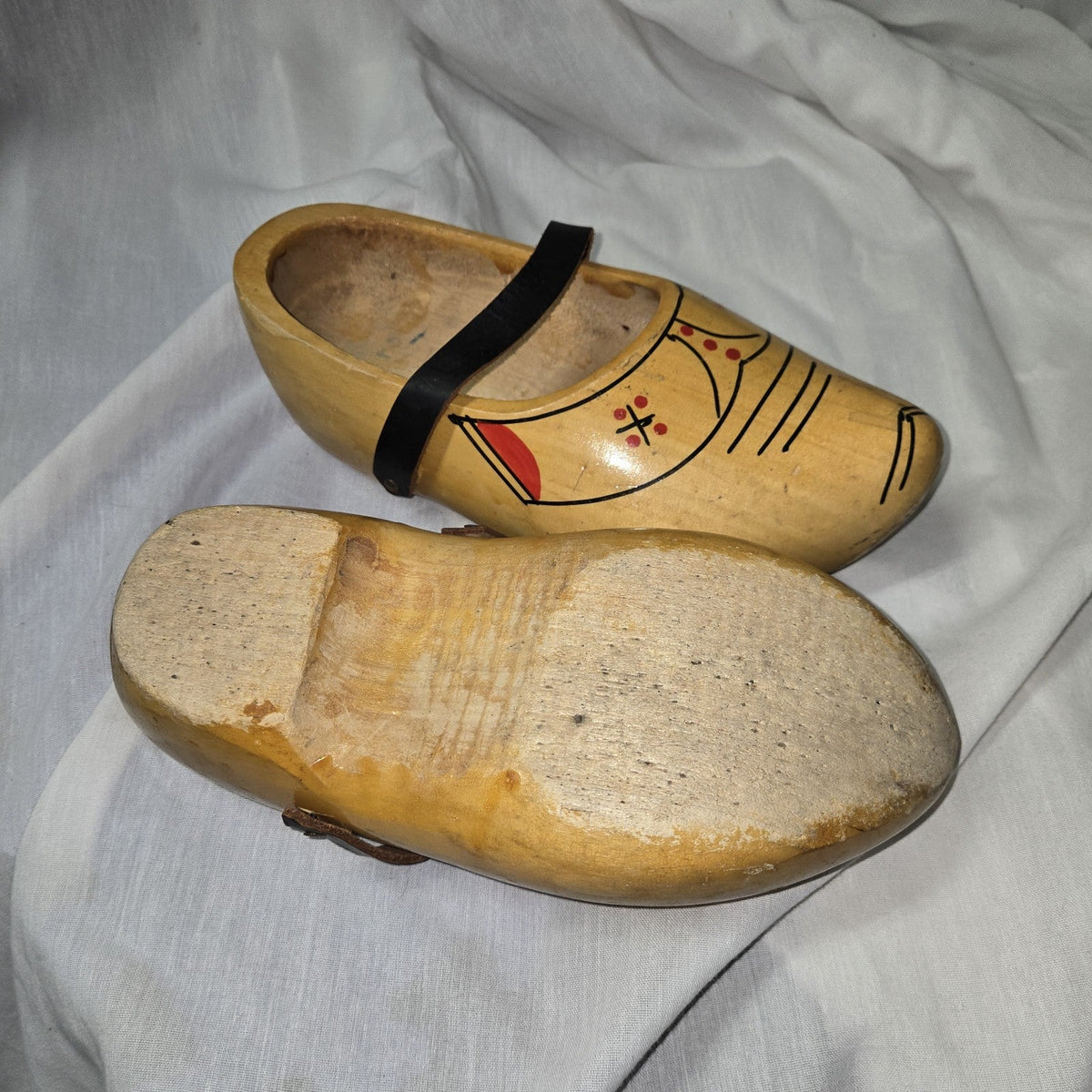 Vintage Hand Carved Dutch  Wooden Shoes Clogs From Holland