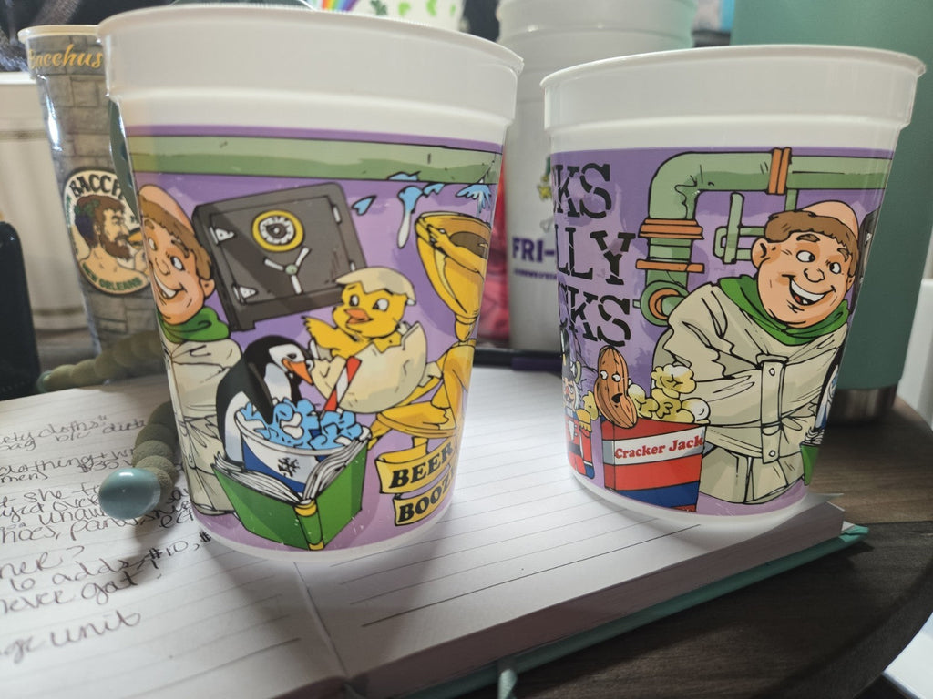 2026 KREWE OF TUCKS LOT OF 2 "TUCKS FINALLY CRACKS" REUSABLE MARDI GRAS CUPS
