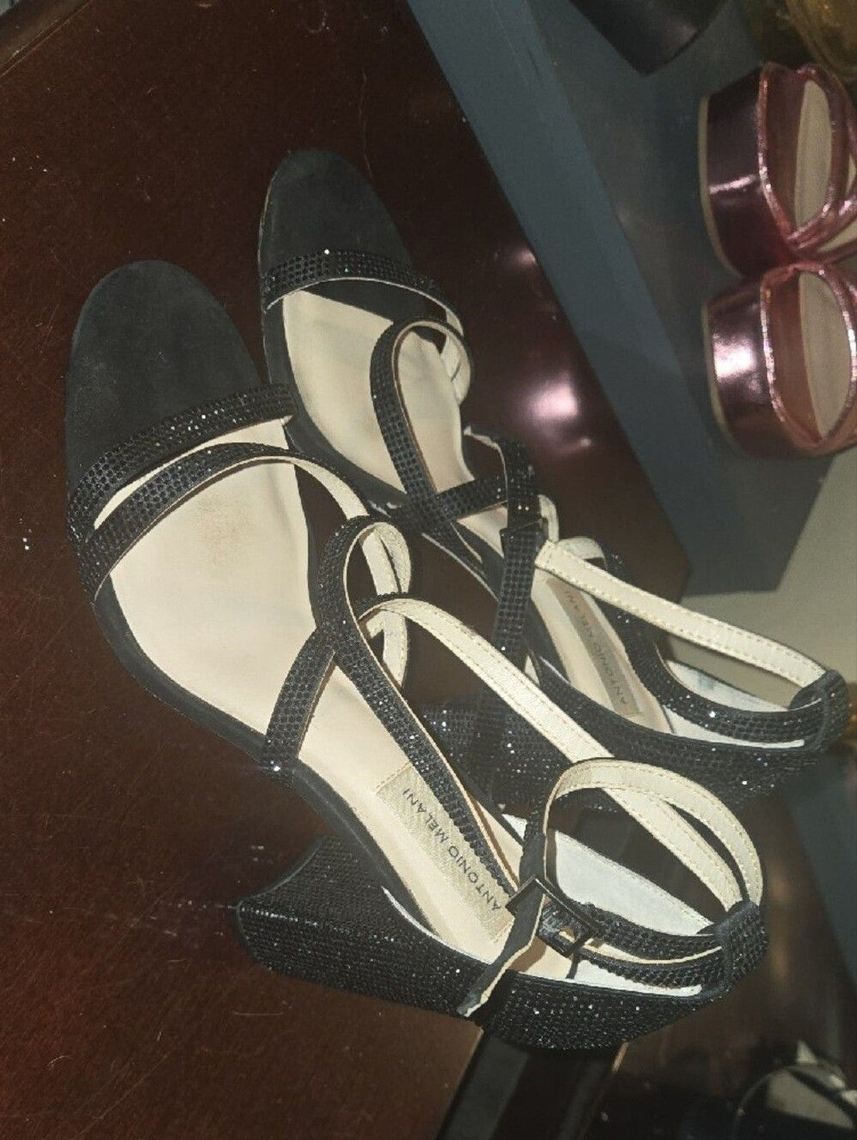 ANTONIO MELANI Black Strappy High Heel Sandals