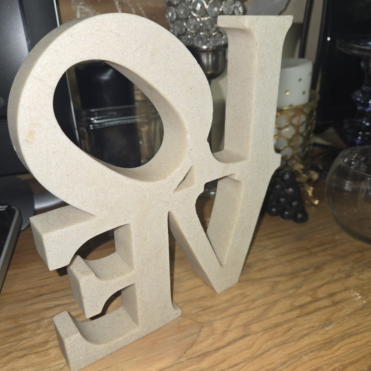 LOVE Pop Art - Replica Of Robert Indiana Sculpture Cream Resin Faux Stone Specks