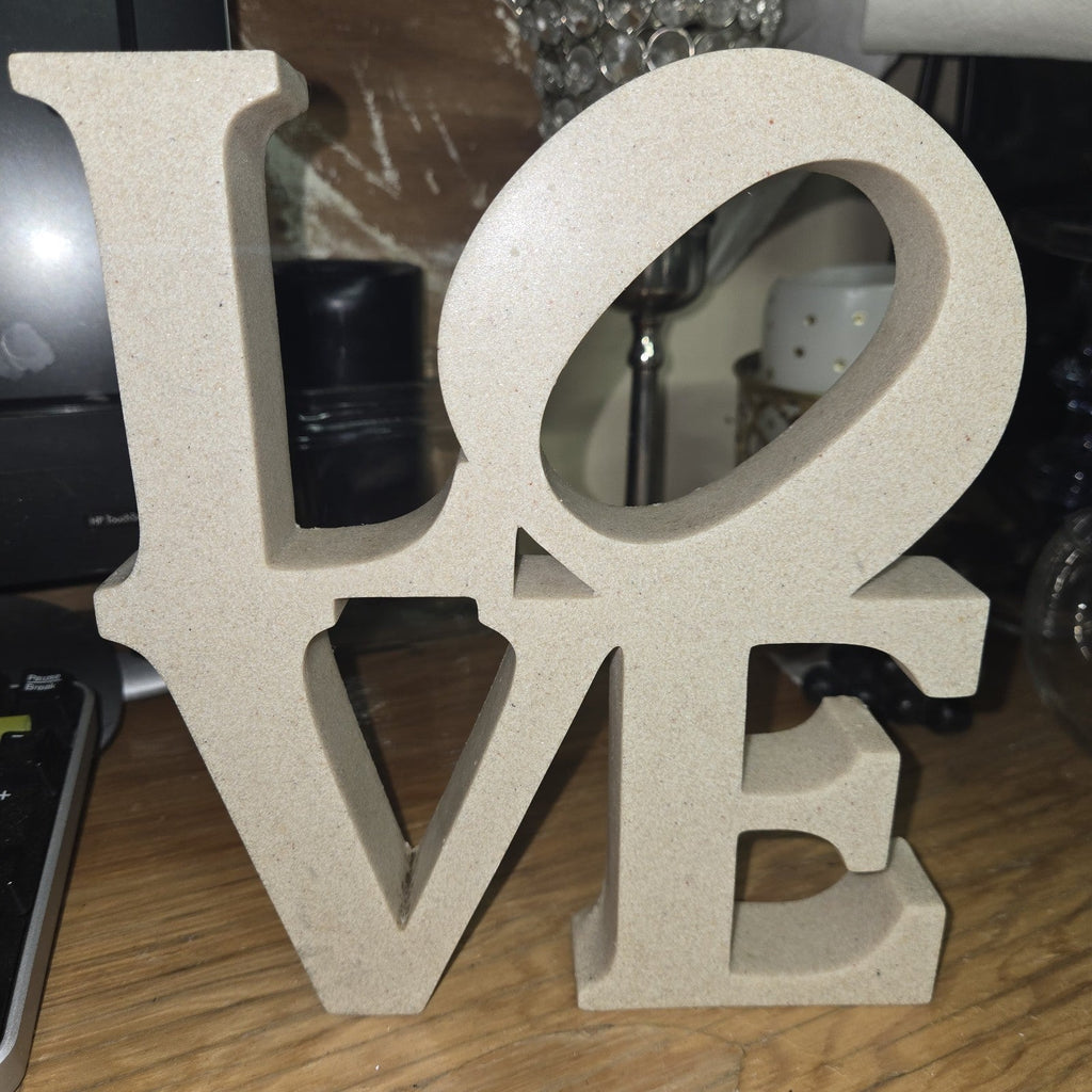 LOVE Pop Art - Replica Of Robert Indiana Sculpture Cream Resin Faux Stone Specks