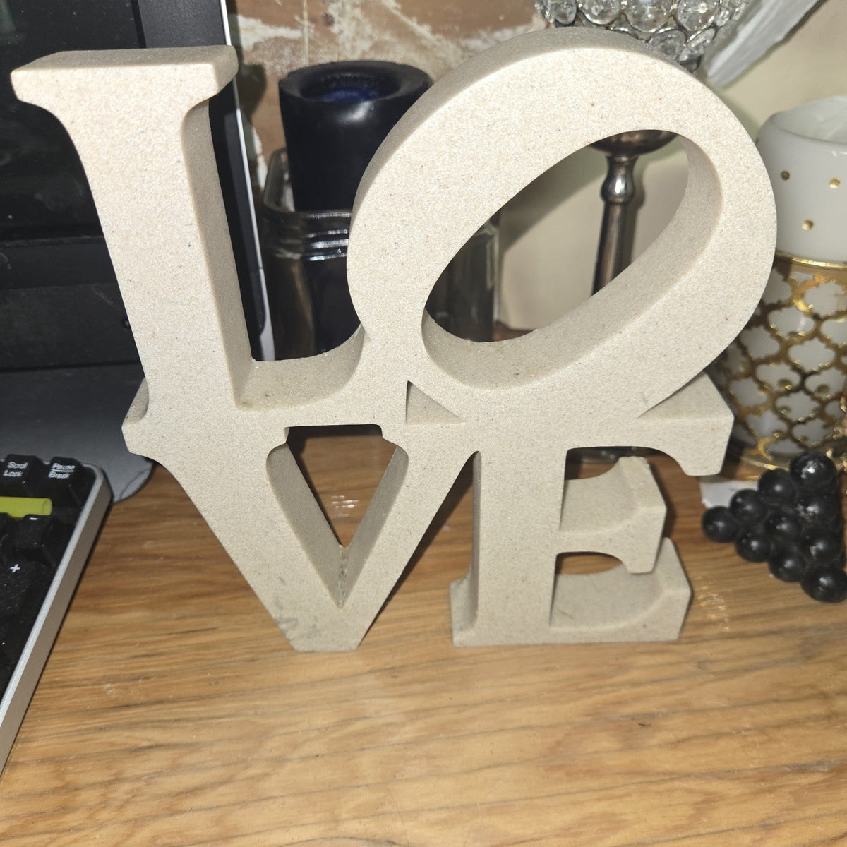 LOVE Pop Art - Replica Of Robert Indiana Sculpture Cream Resin Faux Stone Specks