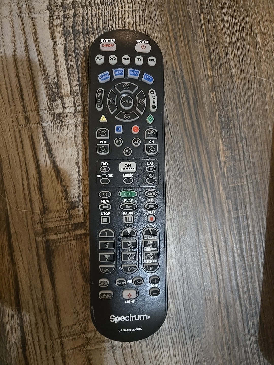Spectrum UR5U-8780L-TWC Cable Box Remote Control AUX DVD VCR TV CBL
