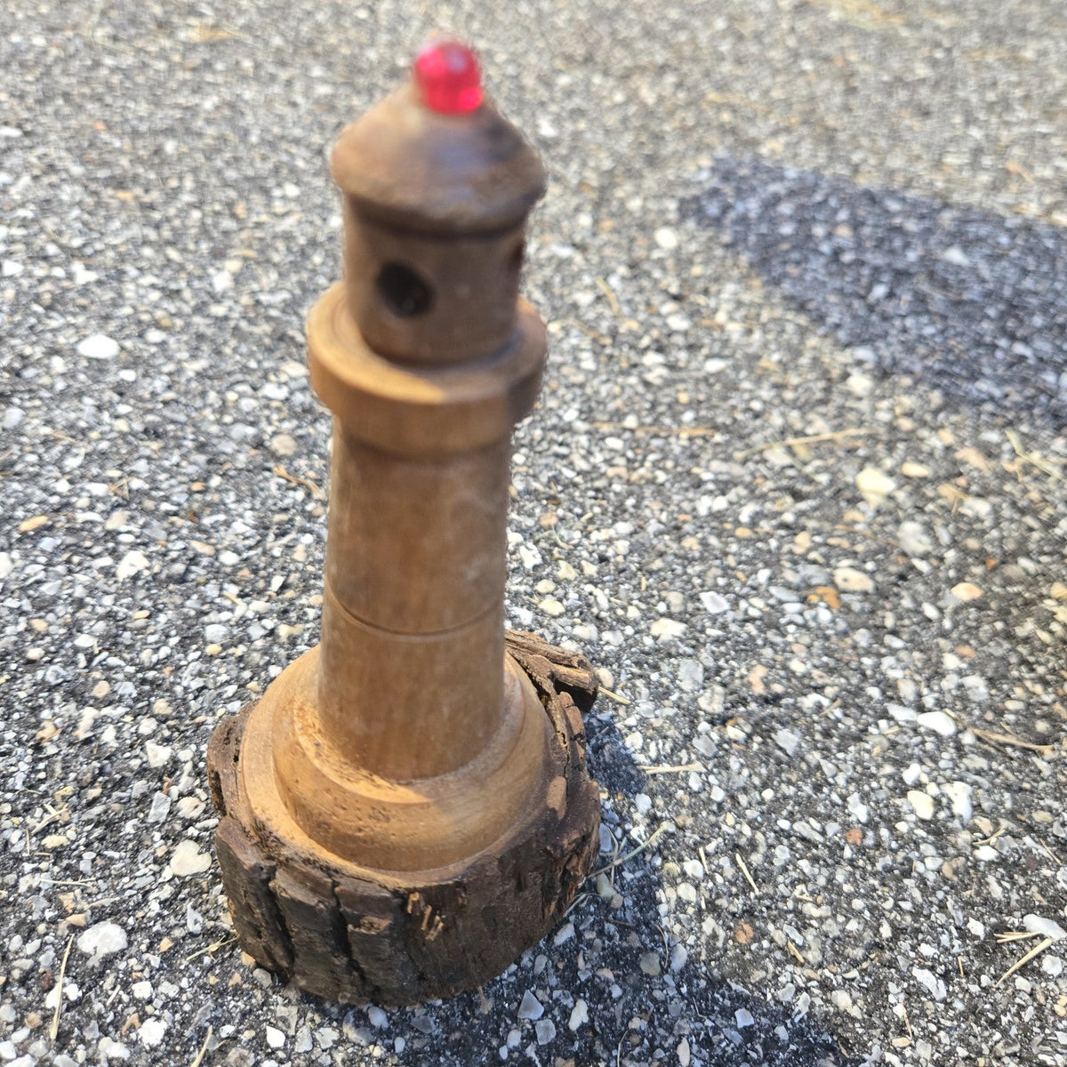 18th/19th Century Treen-ware Light House Carved Out Of Wood Signed
