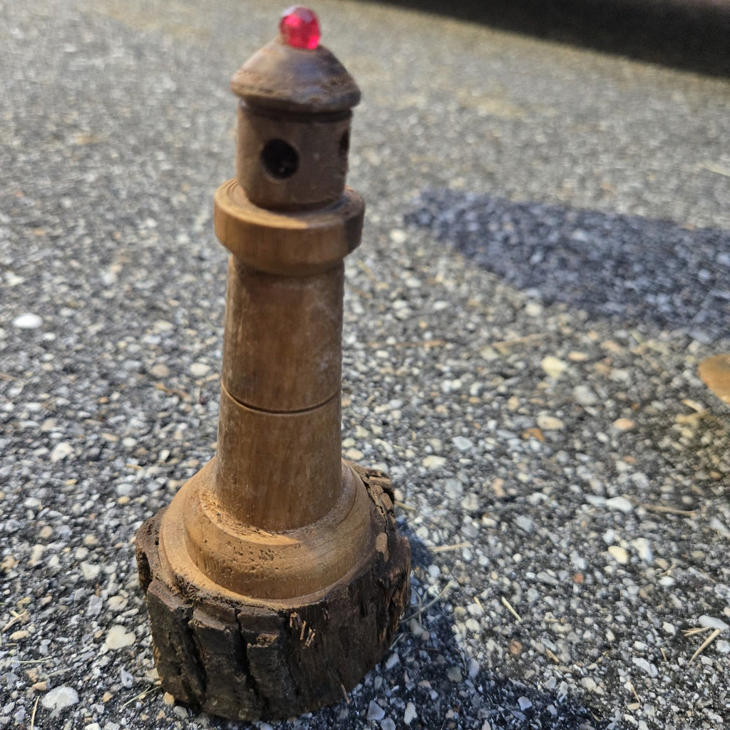 18th/19th Century Treen-ware Light House Carved Out Of Wood Signed