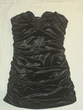 Hello Molly Black Strapless Ruched Velvet Mini Dress