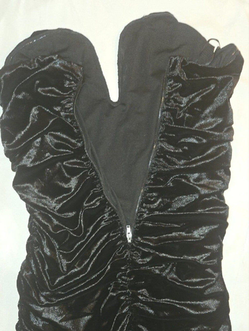 Hello Molly Black Strapless Ruched Velvet Mini Dress