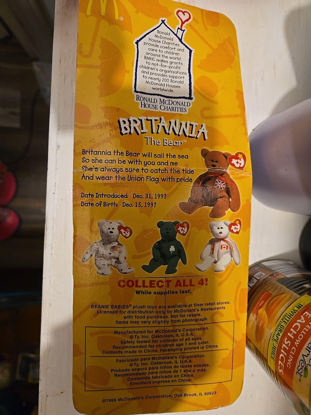 TY Britannia The Bear Beanie Baby 1997 Retired McDonalds