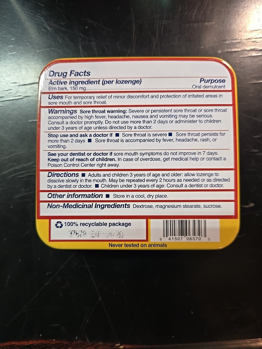 Thayers Slippery Elm Lozenges Tin COLLECTIBLE Tangerine