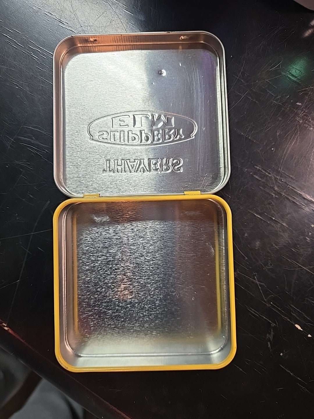 Thayers Slippery Elm Lozenges Tin COLLECTIBLE Tangerine