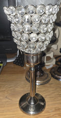 Elegant Silver Crystal Candle Holders