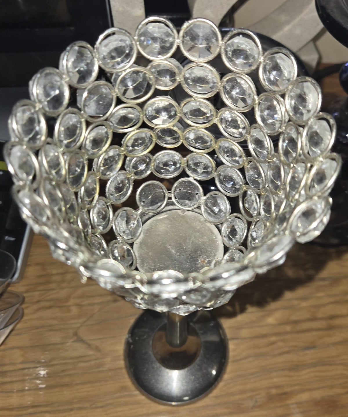 Elegant Silver Crystal Candle Holders