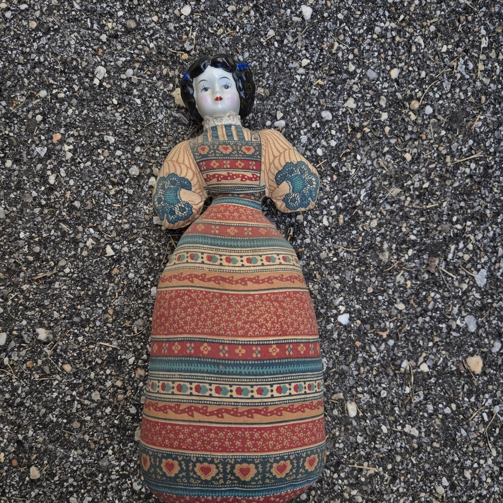 Vintage Avon American Heirloom Doll Cloth Body Porcelain Head Pin Cushion 10"