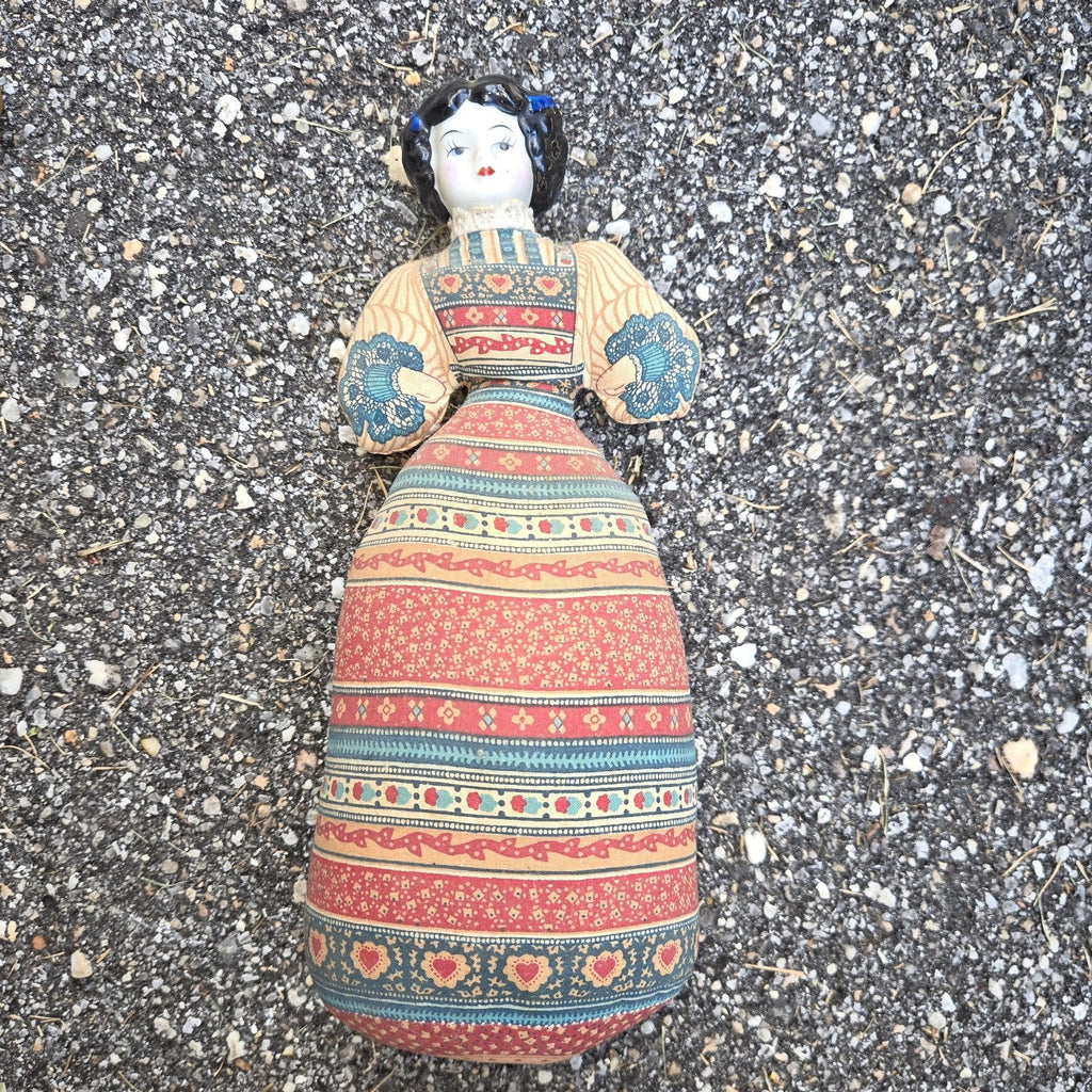 Vintage Avon American Heirloom Doll Cloth Body Porcelain Head Pin Cushion 10"