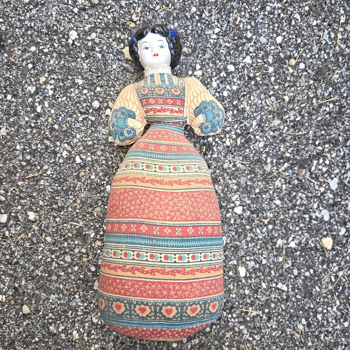 Vintage Avon American Heirloom Doll Cloth Body Porcelain Head Pin Cushion 10"