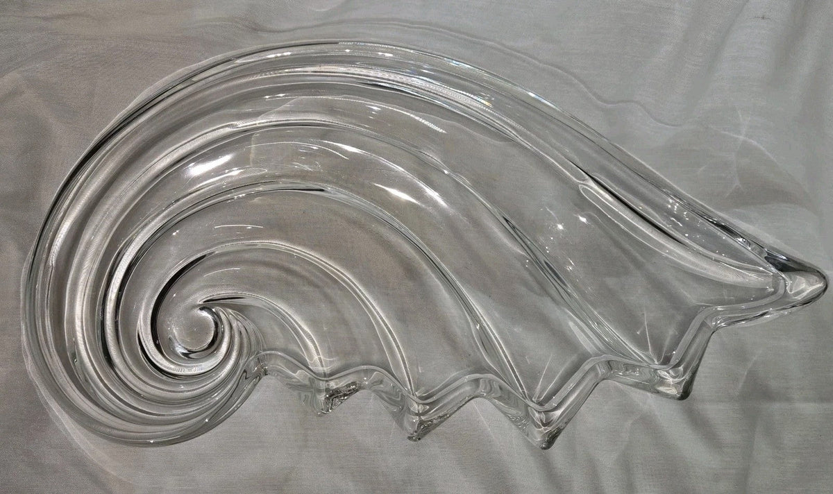 Mikasa Clearwater Crystal Wave Shell Nautilus Germany Serving Tray Bowl