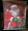 VINTAGE  SANTA  On Canvas Painting  Hanging 42 X  36 Signed By R.M. Heinicke
