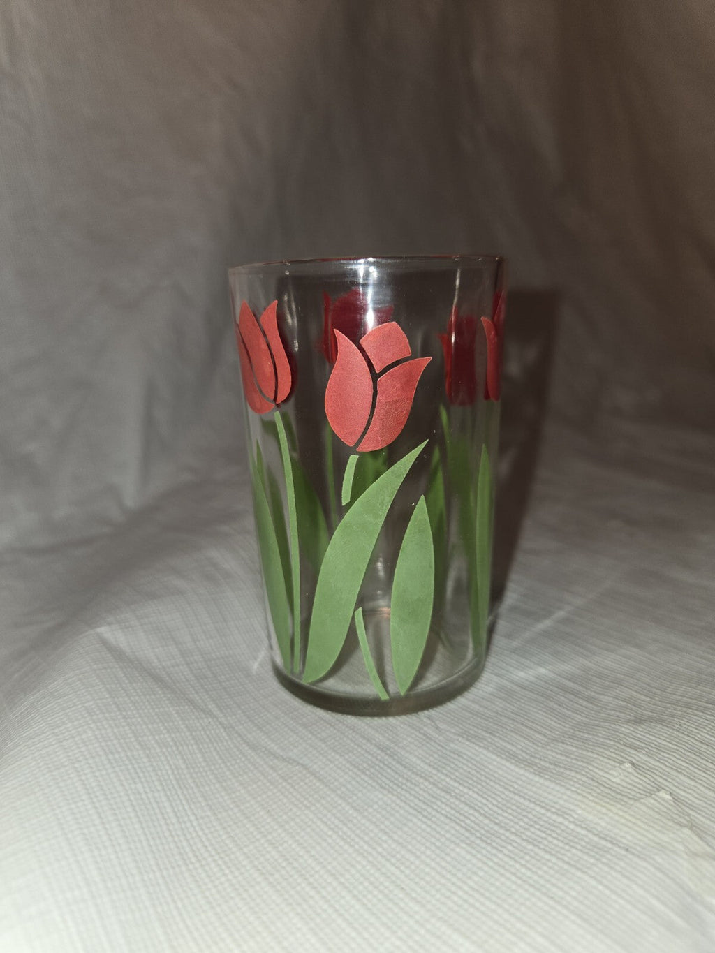 Vintage Swanky Swigs Red Tulip Juice Glass Retro Collectible Mid Century
