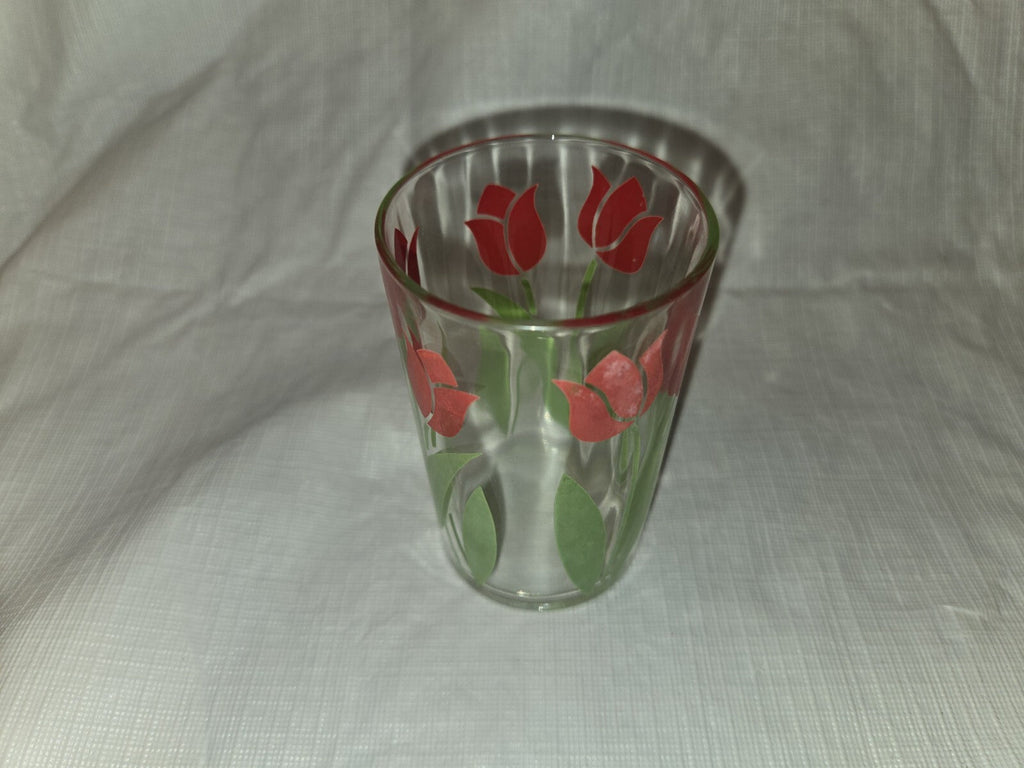Vintage Swanky Swigs Red Tulip Juice Glass Retro Collectible Mid Century