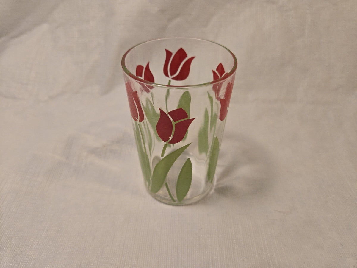 Vintage Swanky Swigs Red Tulip Juice Glass Retro Collectible Mid Century