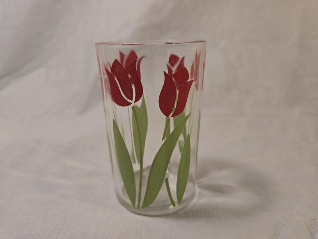 Vintage Swanky Swigs Red Tulip Juice Glass Retro Collectible Mid Century