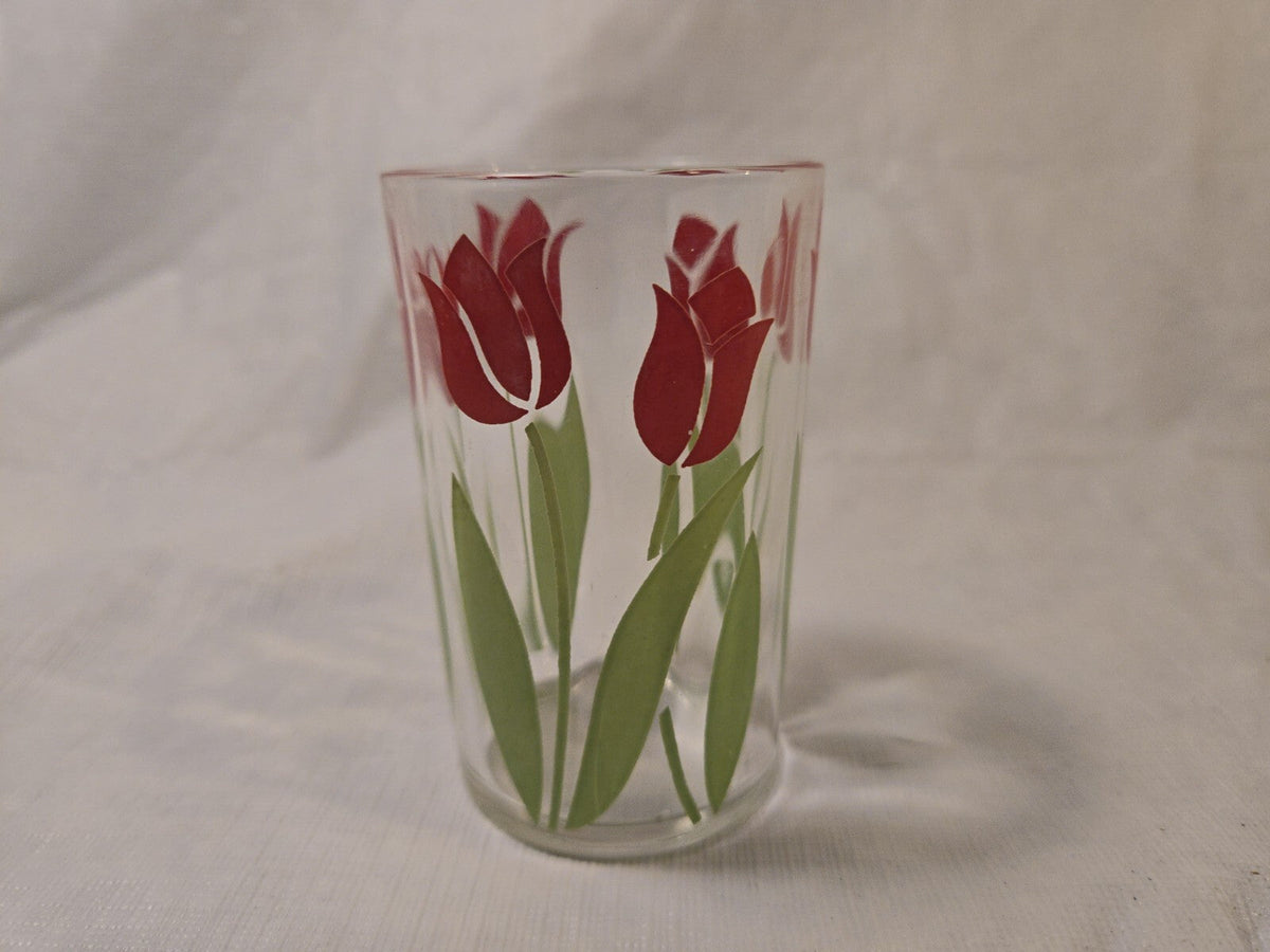 Vintage Swanky Swigs Red Tulip Juice Glass Retro Collectible Mid Century