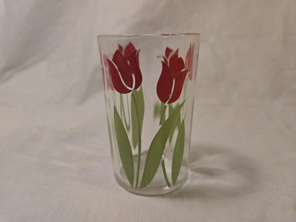 Vintage Swanky Swigs Red Tulip Juice Glass Retro Collectible Mid Century