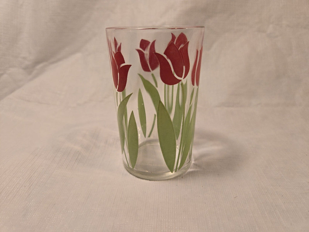 Vintage Swanky Swigs Red Tulip Juice Glass Retro Collectible Mid Century