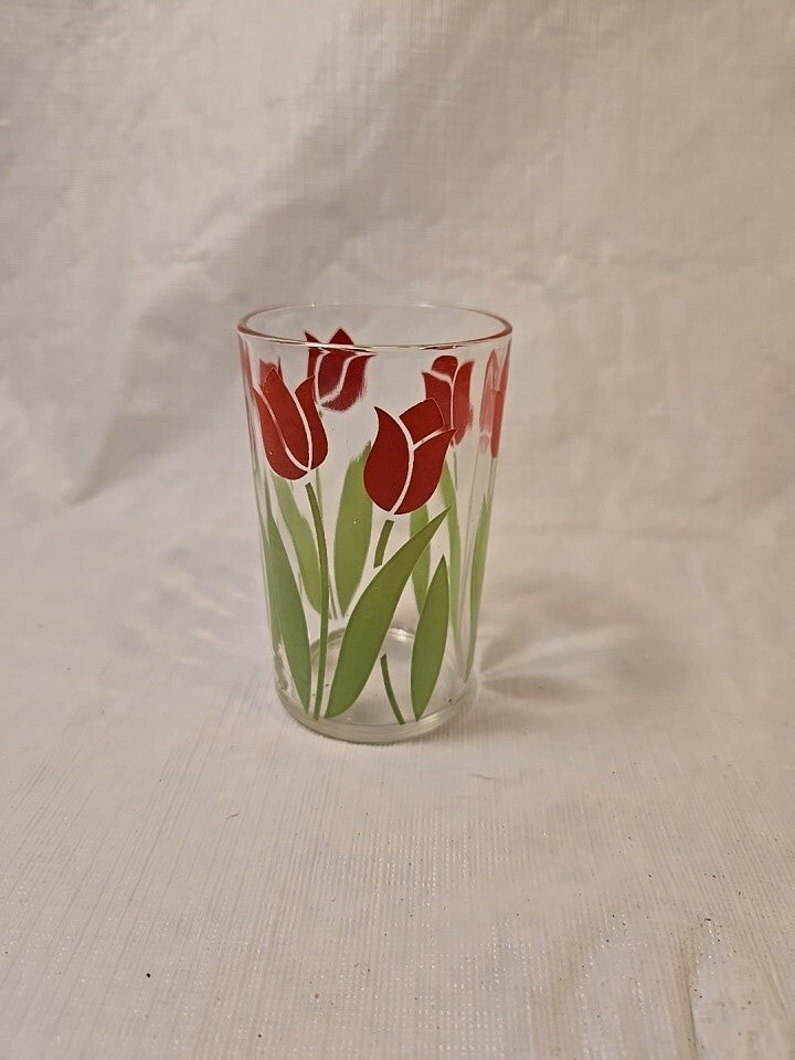 Vintage Swanky Swigs Red Tulip Juice Glass Retro Collectible Mid Century