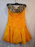 Precious Formals Vintage Orange w/ Sequin Silk Strapless Mini Party Dress 8