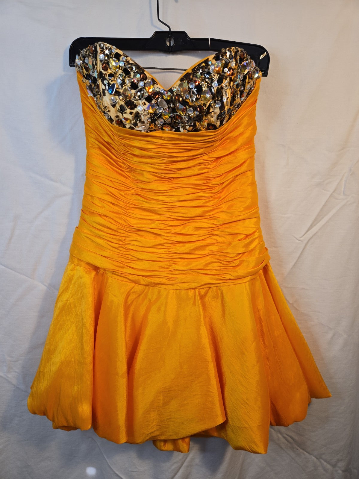 Precious Formals Vintage Orange w/ Sequin Silk Strapless Mini Party Dress 8