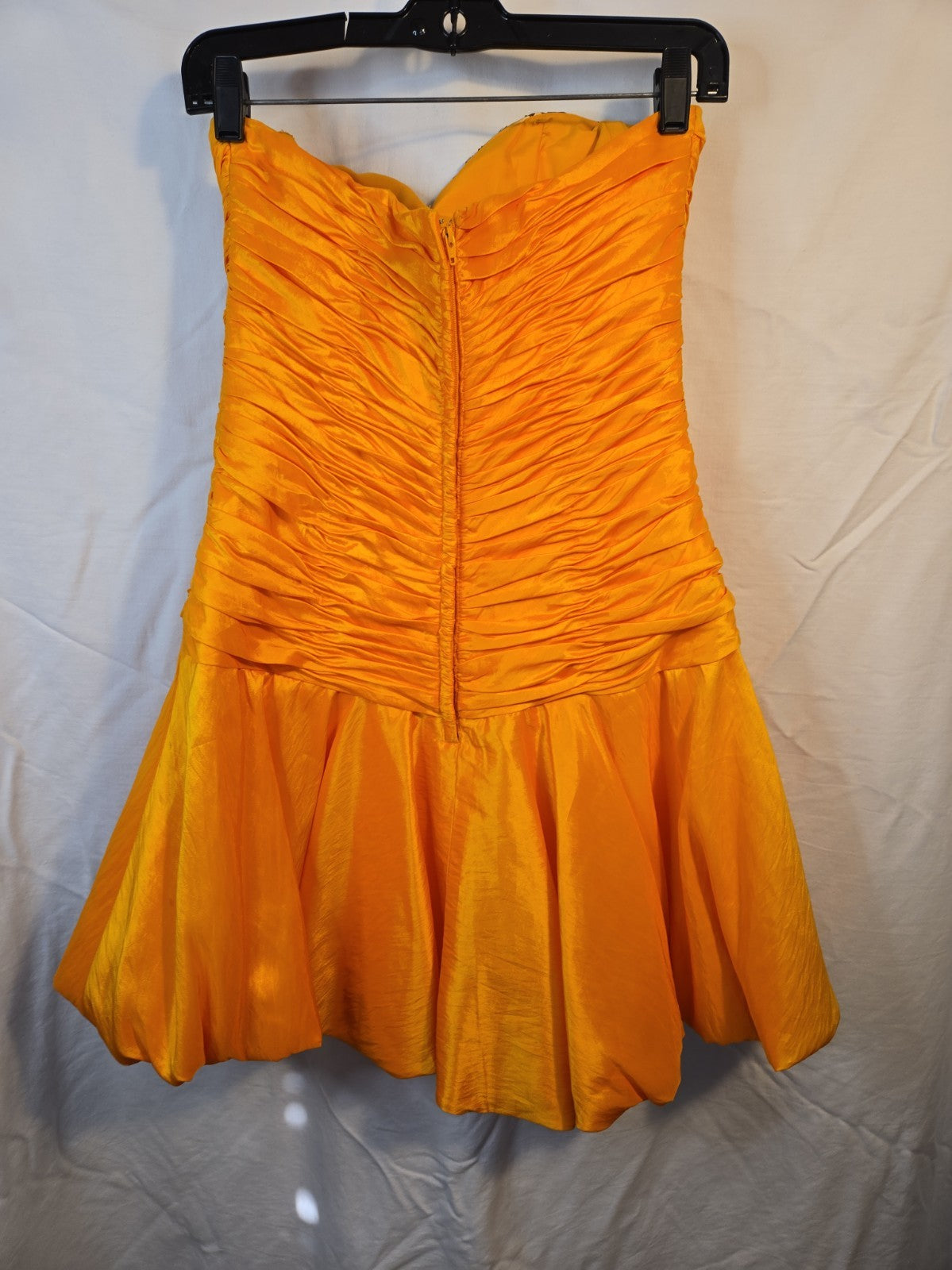 Precious Formals Vintage Orange w/ Sequin Silk Strapless Mini Party Dress 8