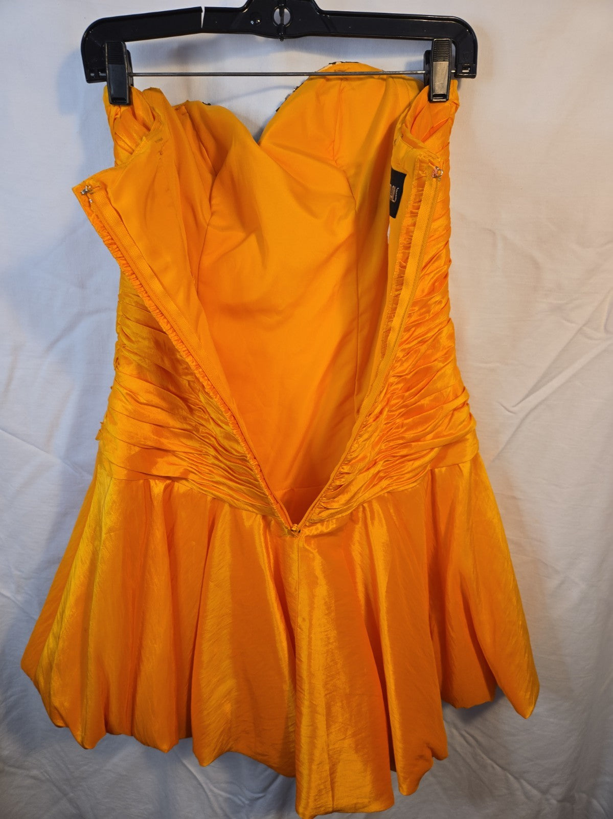 Precious Formals Vintage Orange w/ Sequin Silk Strapless Mini Party Dress 8