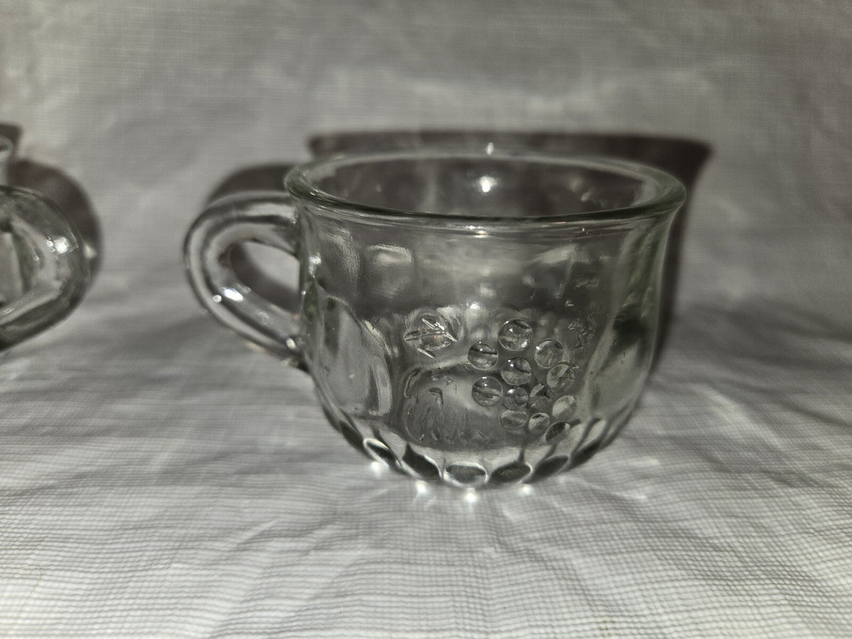Set Of 5 Punch Cups 7 oz.  tea cup cocktail glasses clear fruit design vintage