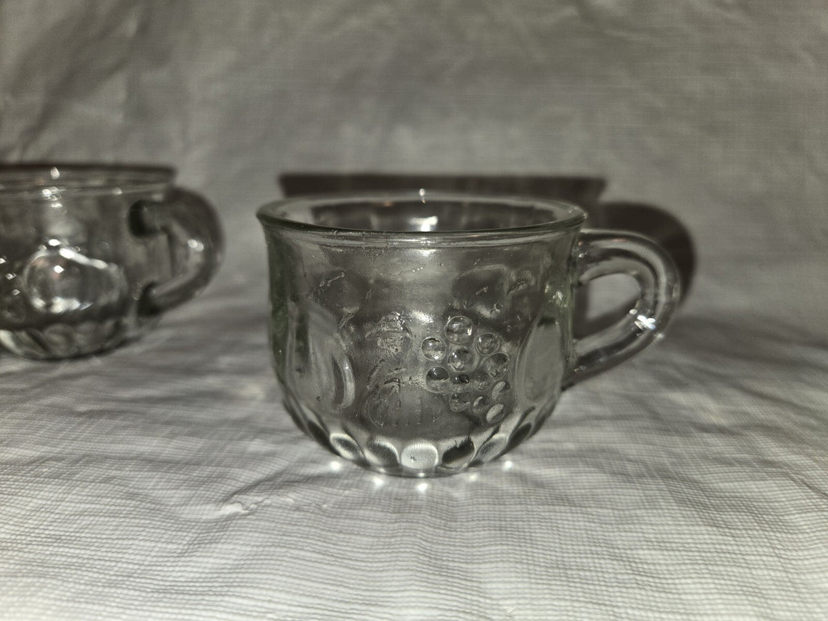 Set Of 5 Punch Cups 7 oz.  tea cup cocktail glasses clear fruit design vintage