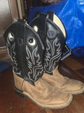 NEW Kids Two-Tone Black and Brown Leather Western Pull-On Boots
