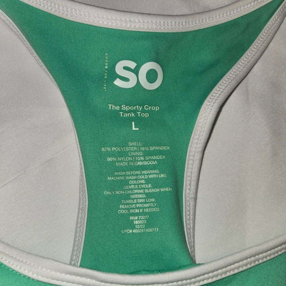 SO Sporty Crop Tank Top- Large
