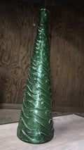 VINTAGE Empoli Glass Genie Bottle GREEN Wave Vase Italy 15.5” MCM