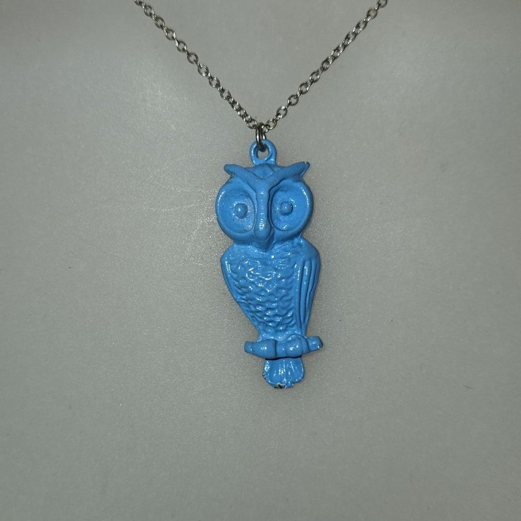 Blue Owl Necklace with Silver chain