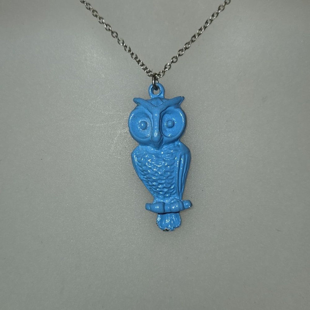 Blue Owl Necklace with Silver chain