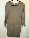 Max Studio Taupe Knit Midi Tunic Dress with Tie Sleeves