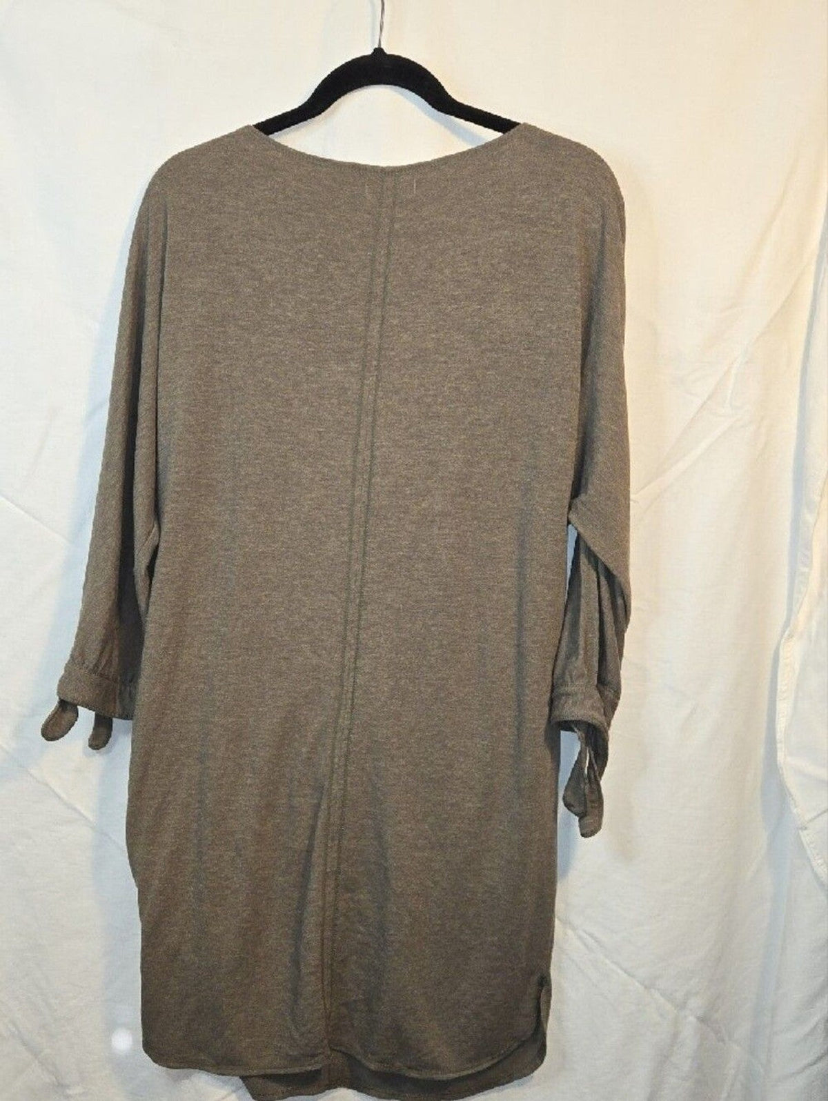 Max Studio Taupe Knit Midi Tunic Dress with Tie Sleeves