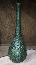 Vintage 1950s Midcentury Empoli Bubble Hobnail Green Glass Bottle Vase 15.5"