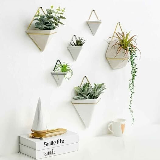 UMBRA TRIGG Hanging Wall Vessel Geometric Ceramic Planters 2 Sets of 3 sizes