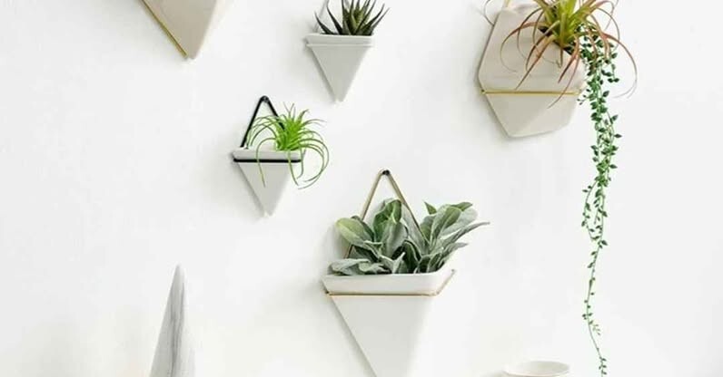 UMBRA TRIGG Hanging Wall Vessel Geometric Ceramic Planters 2 Sets of 3 sizes