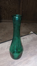 Collectible Vintage TEAL / DARK GREEN Pressed Glass Vase - Estate Item